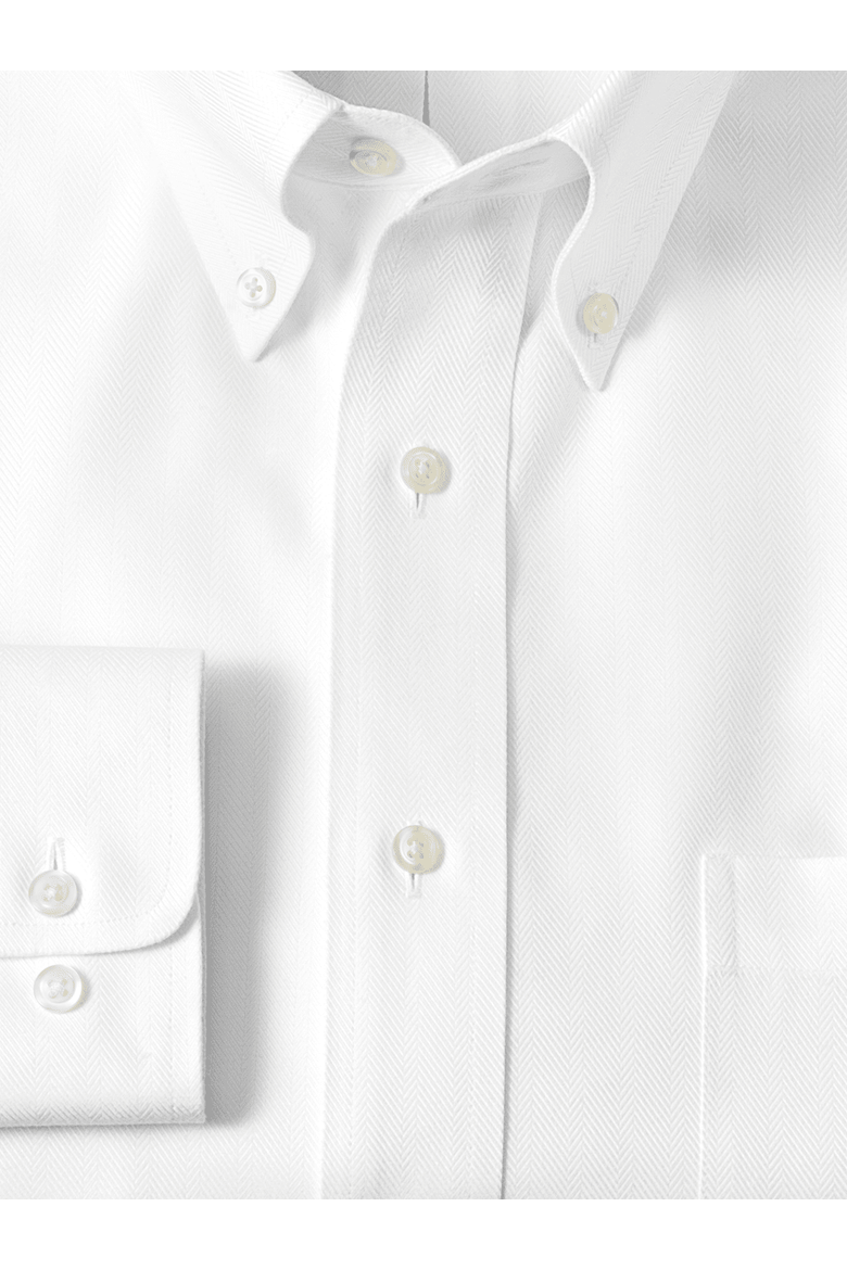 Non-iron Cotton Herringbone Button Down Collar Dress Shirt, Alternate, color, White