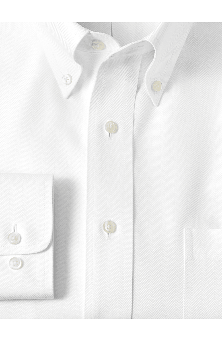 Paul Fredrick Non-iron Cotton Herringbone Button Down Collar Dress Shirt, Alternate, color, White