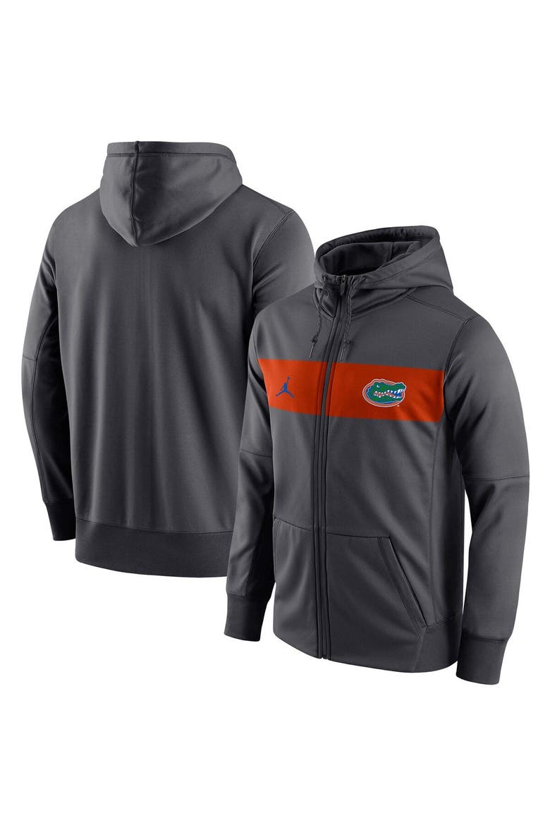 Men's Jordan Brand Anthracite Florida Gators Logo Performance Full-Zip Hoodie, Main, color, Anthracite