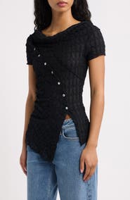 BDG Urban Outfitters Asymmetrical Button Textured Top
