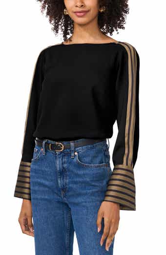 Vince Camuto Stripe Accent Boat Neck Top