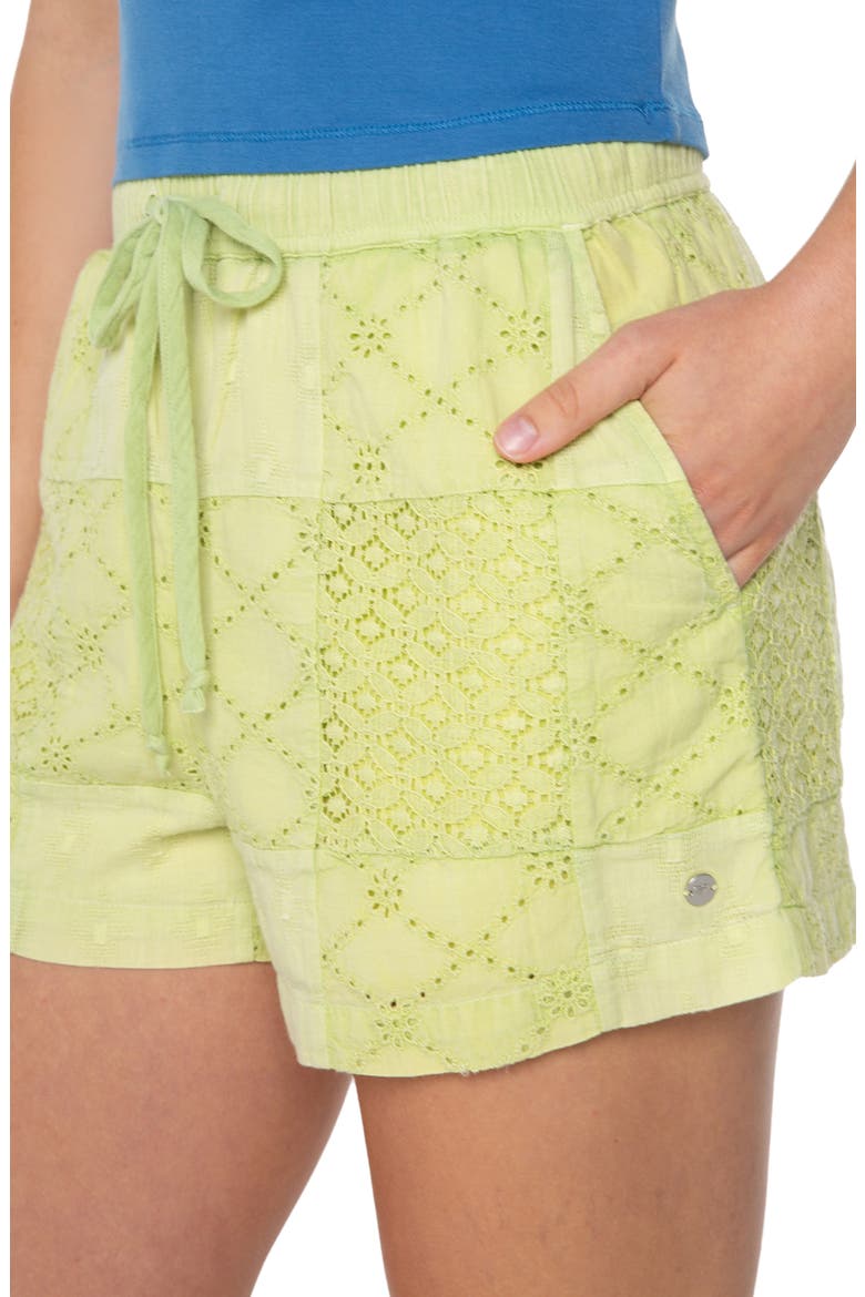 Honolua Sunrise Cotton Eyelet Drawstring Shorts, Alternate, color, TARRAGON SOLID