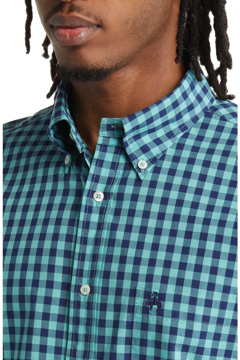 Gingham Check Button-Down Shirt, Alternate, color, GINGGREEN