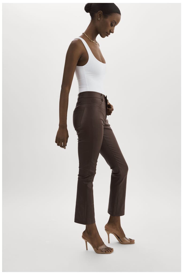 Faris | Stretch Leather Pants, Alternate, color, Mahogany