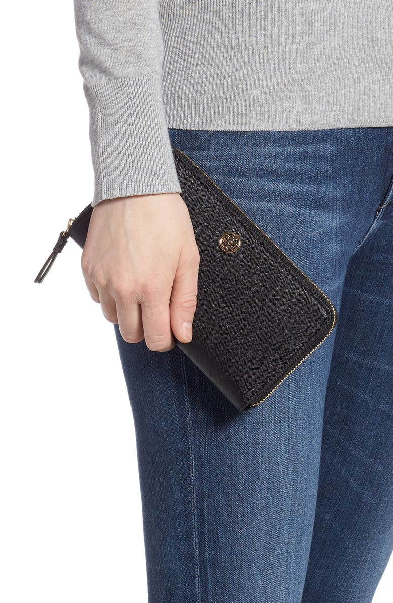 Tory Burch Robinson Zip Leather Continental Wallet, Alternate, color,