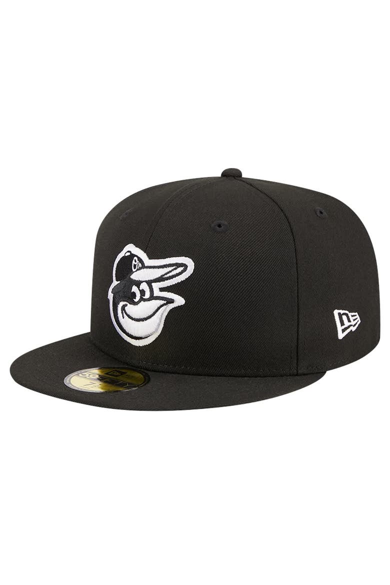 Men's New Era Black Baltimore Orioles Logo 59FIFTY Fitted Hat, Alternate, color, Black