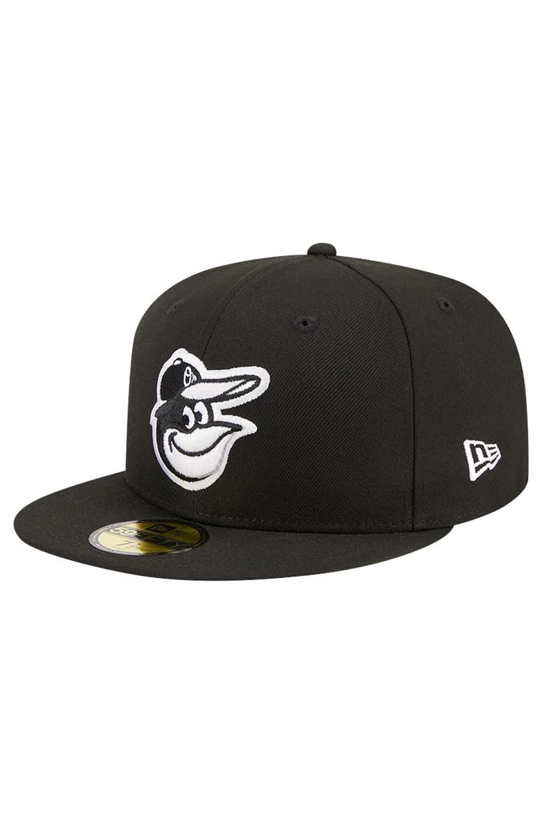 New Era Men's New Era Black Baltimore Orioles Logo 59FIFTY Fitted Hat, Alternate, color, Black