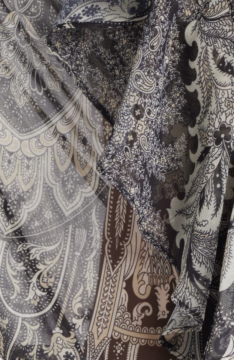 KOBI HALPERIN Locke Paisley Ruffle Semisheer Chiffon Top, Alternate, color, Black Multi