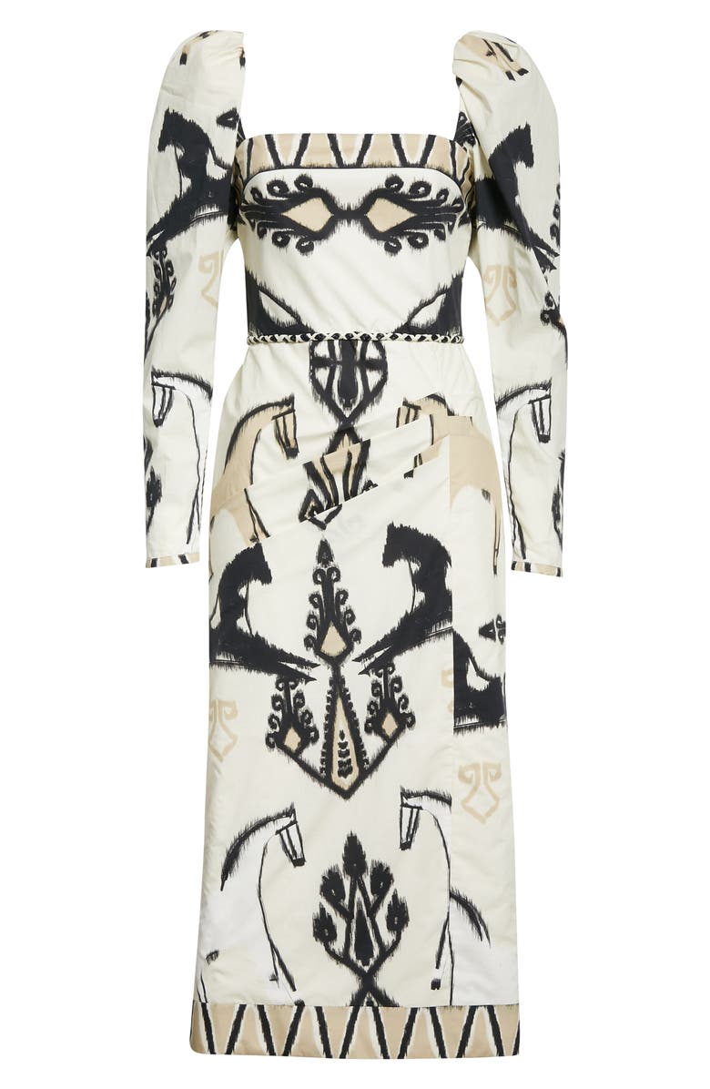 Johanna Ortiz Pena Blancas Long Sleeve Organic Cotton Poplin Midi Dress, Alternate, color,