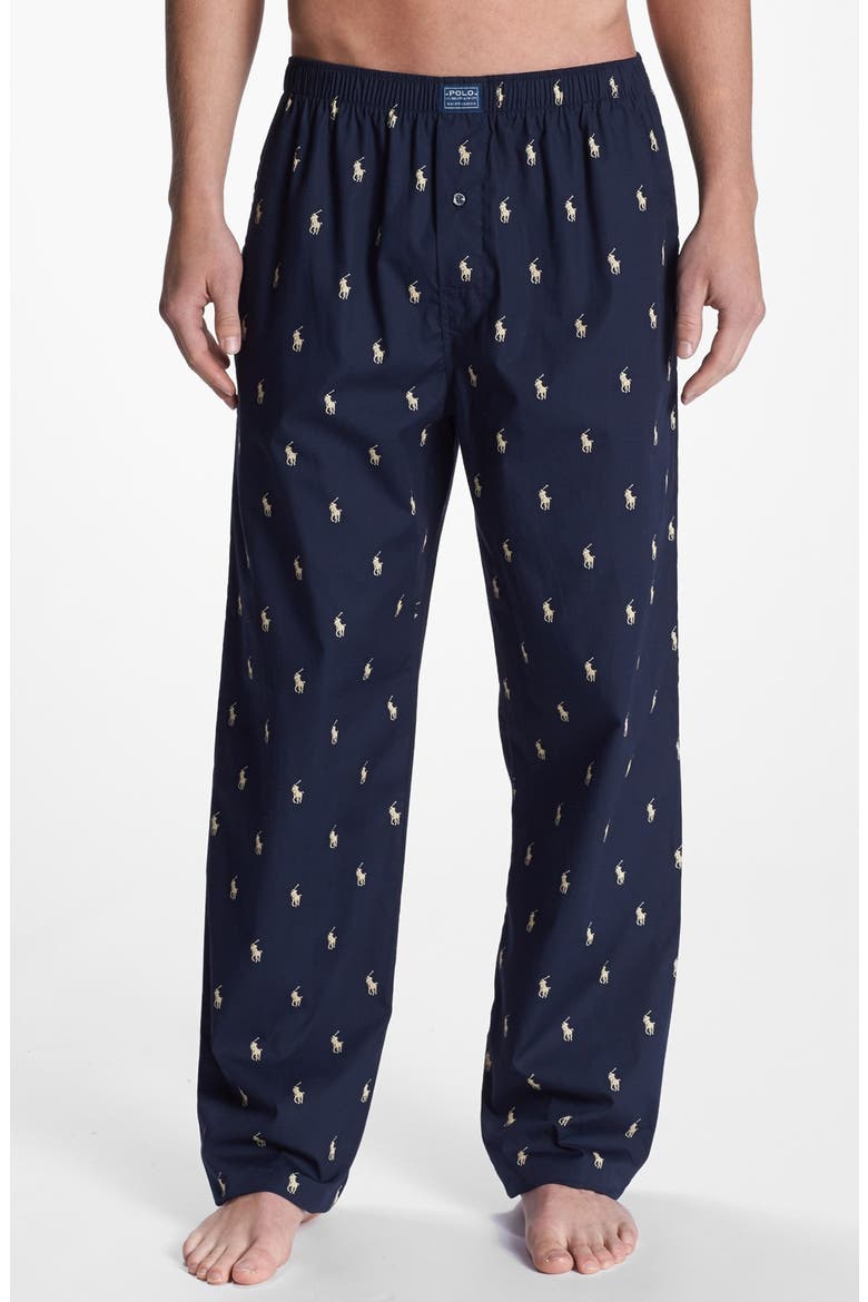 Cotton Lounge Pants, Main, color, NAVY/ WHITE
