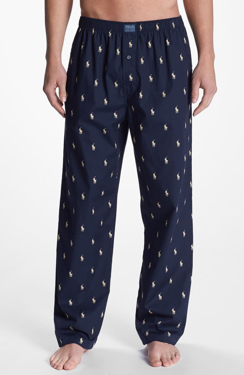 Polo Ralph Lauren Cotton Lounge Pants, Main, color, Navy/ White