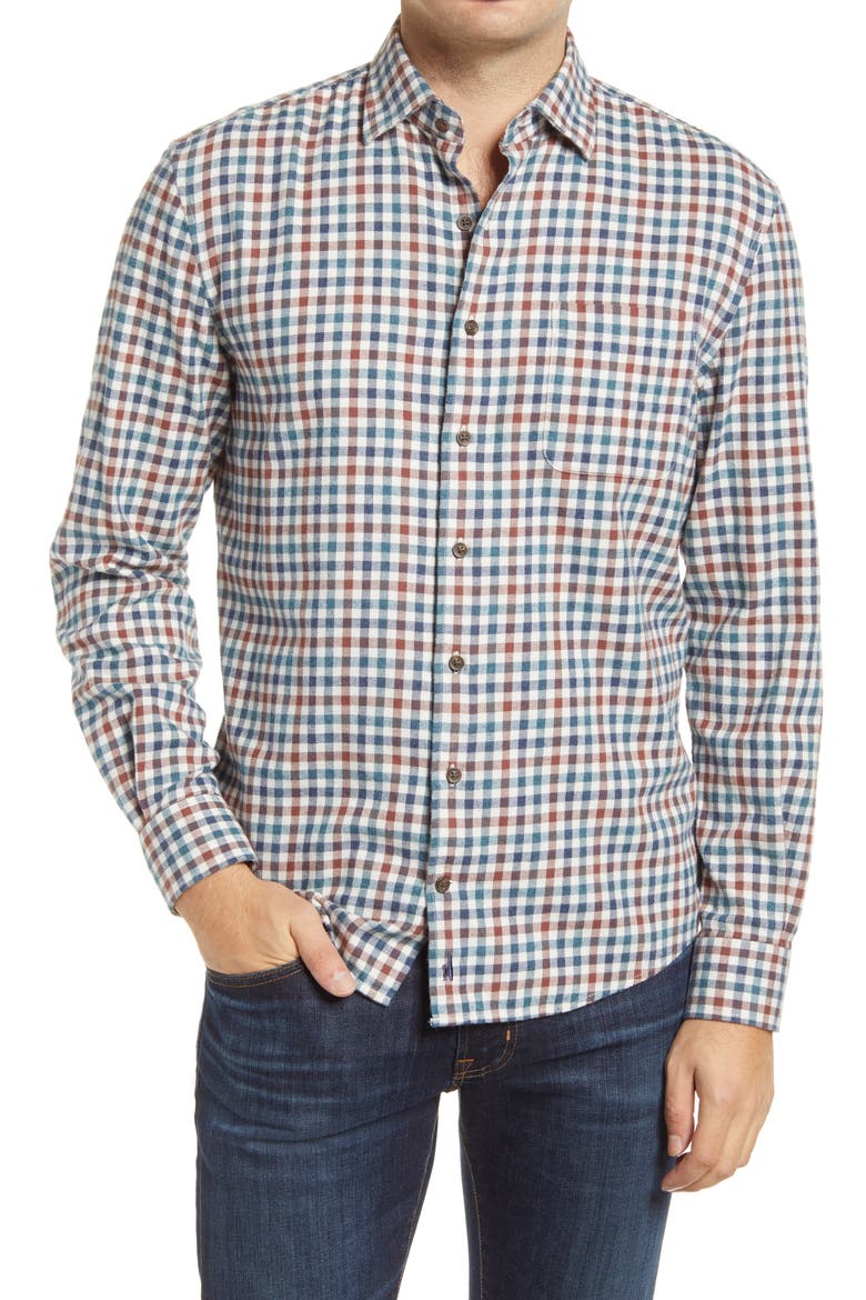 Hangin' Out Partee Check Flannel Button-Up Shirt, Main, color, MARINER