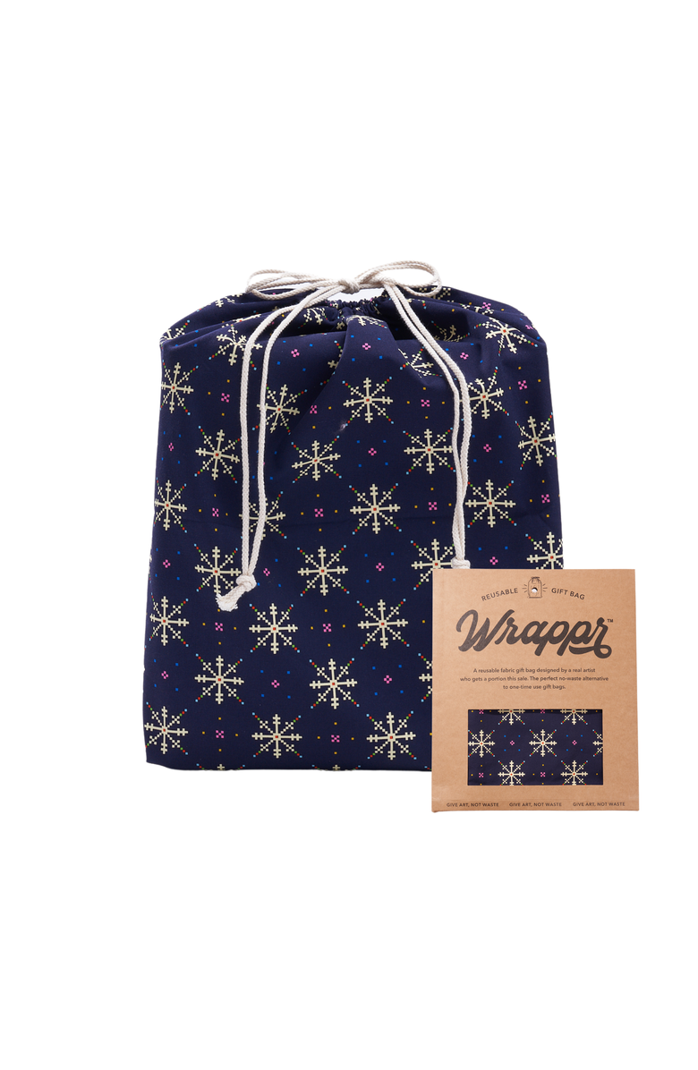 Wrappr Giftwrap Fabric Gift Bag by Kelsey Weigl | 22", Cotton, Main, color, Black