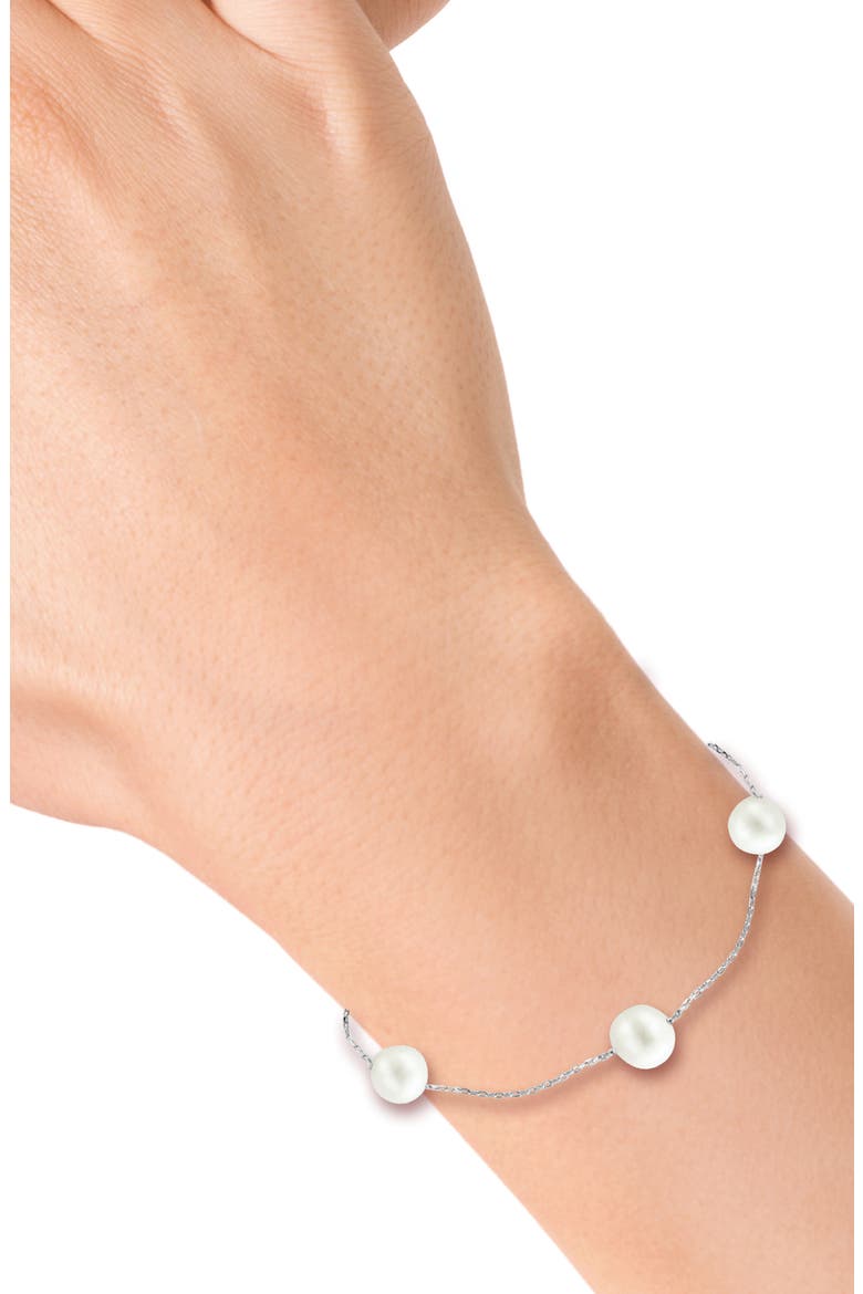 Sterling Silver & 6-7mm Cultured Freshwater Pearl Bracelet, Alternate, color, SILVER