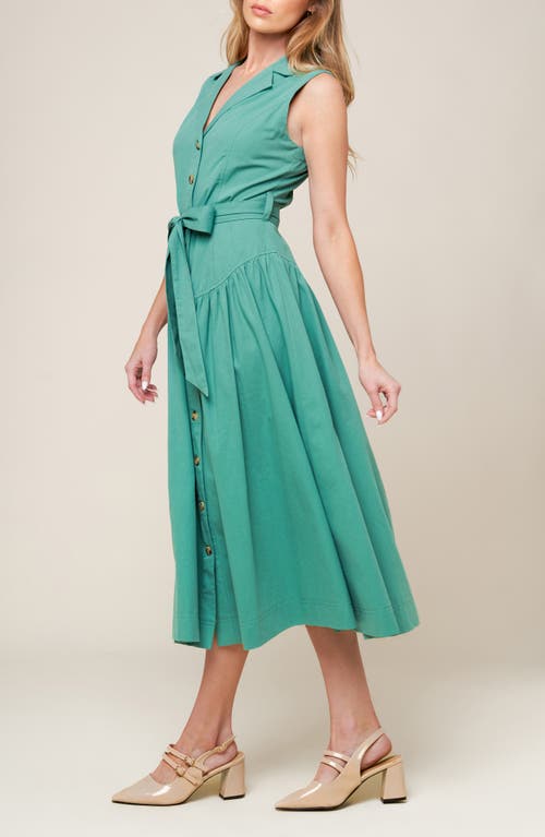 Flying Tomato Sleeveless Drop Waist Cotton Shirtdress