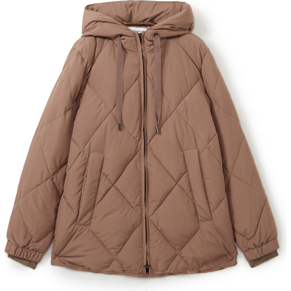 Shop Reiss Thea Diamond Quilted Parka In Mink Neutral