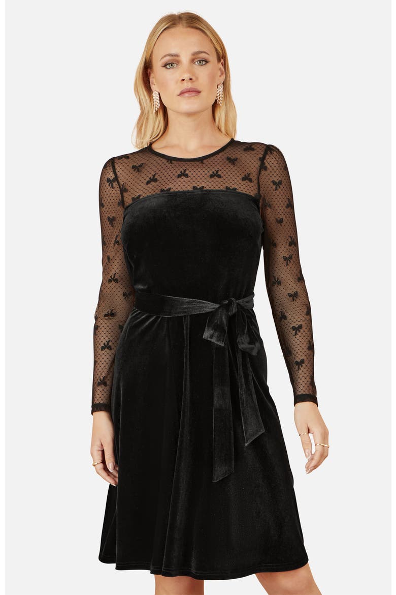 Velvet Skater Dress, Alternate, color, Black