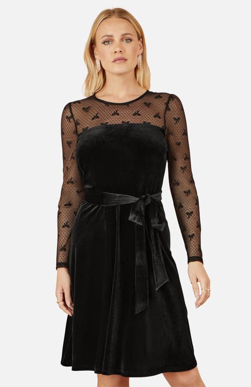 Yumi Velvet Skater Dress In Black
