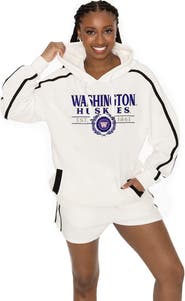 GAMEDAY COUTURE Men's Gameday Couture Cream Washington Huskies Down, Set, Go Hoodie and Shorts Lounge Set