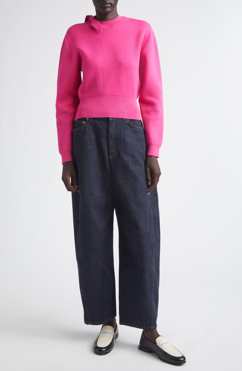 Givenchy Bow Detail Crewneck Sweater, Alternate, color, Fuchsia