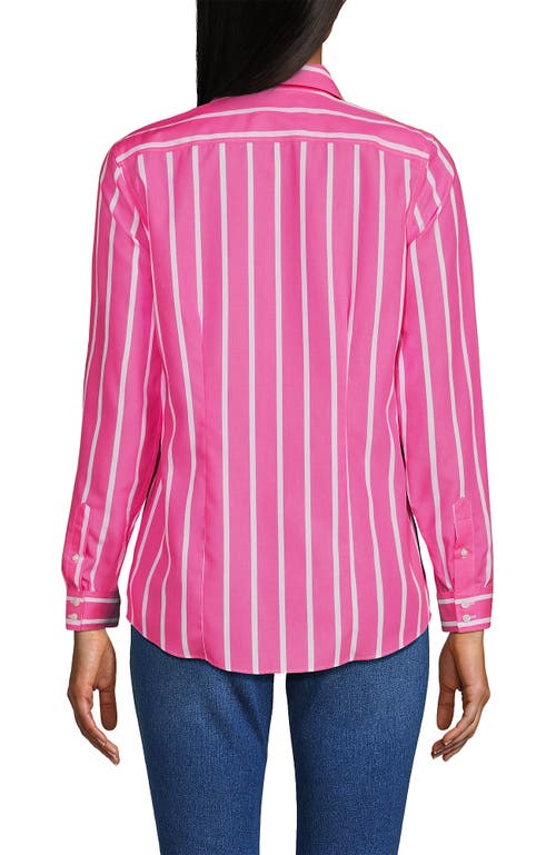 Lands' End No Iron Supima Cotton Long Sleeve Shirt In Apple Blossom Classic Stripe