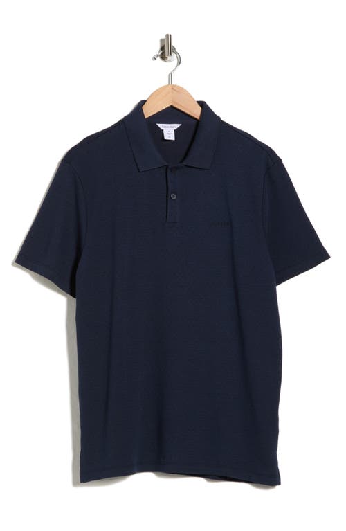 Calvin Klein Textured Jacquard Knit Polo In Blue