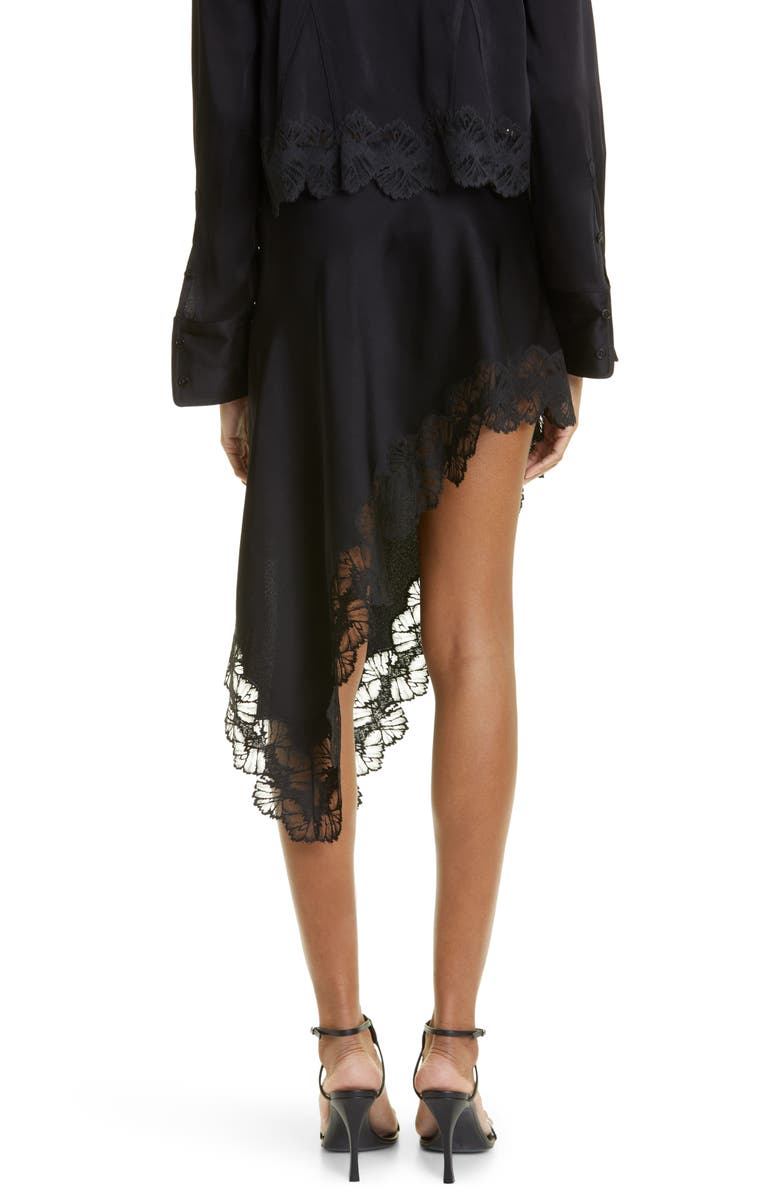 Stella McCartney Lace Trim Asymmetric Satin Skirt, Alternate, color,