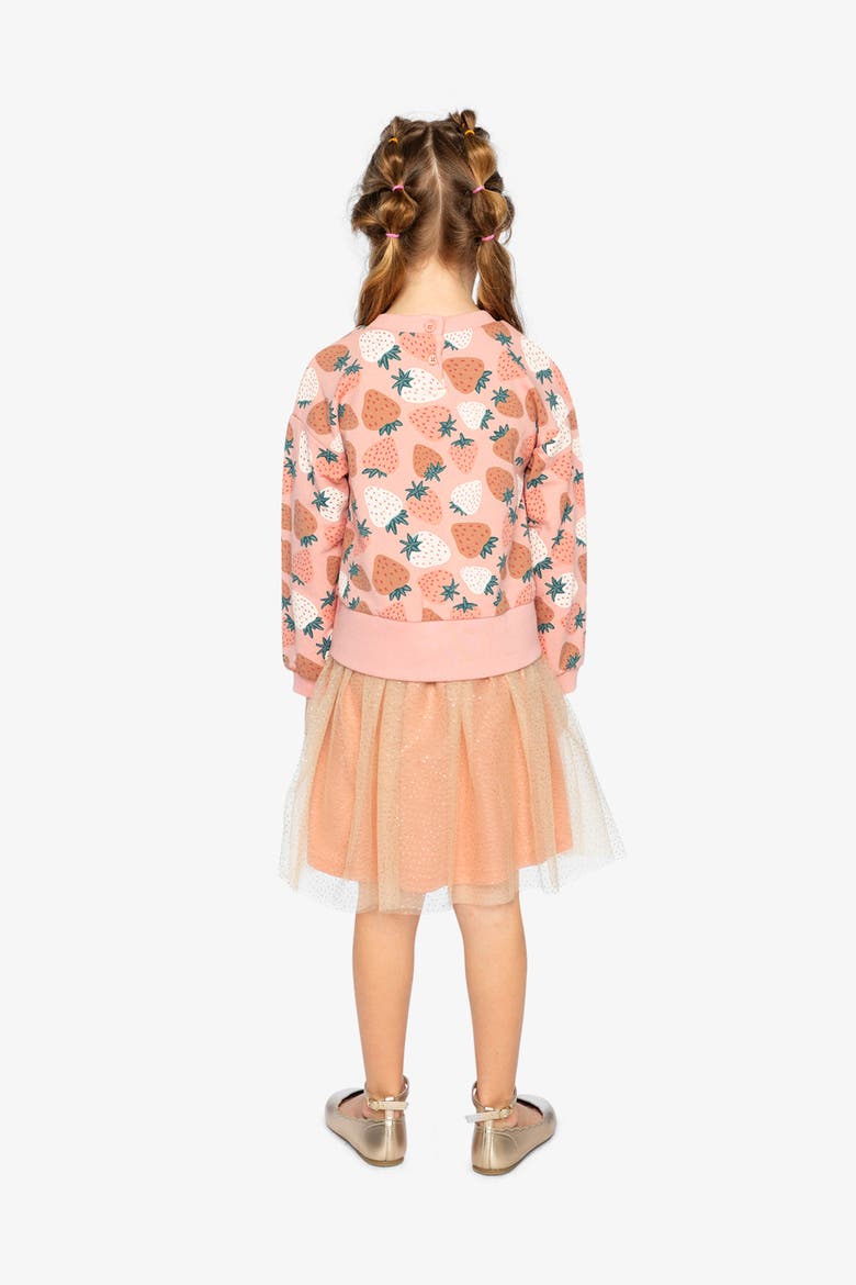 Frosted Strawberry Bi-Material Dress, Alternate, color, Pink Strawberry Print