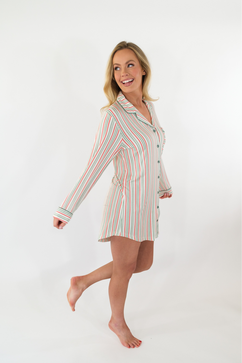 Sleep Dress, Alternate, color, Cream Stripe