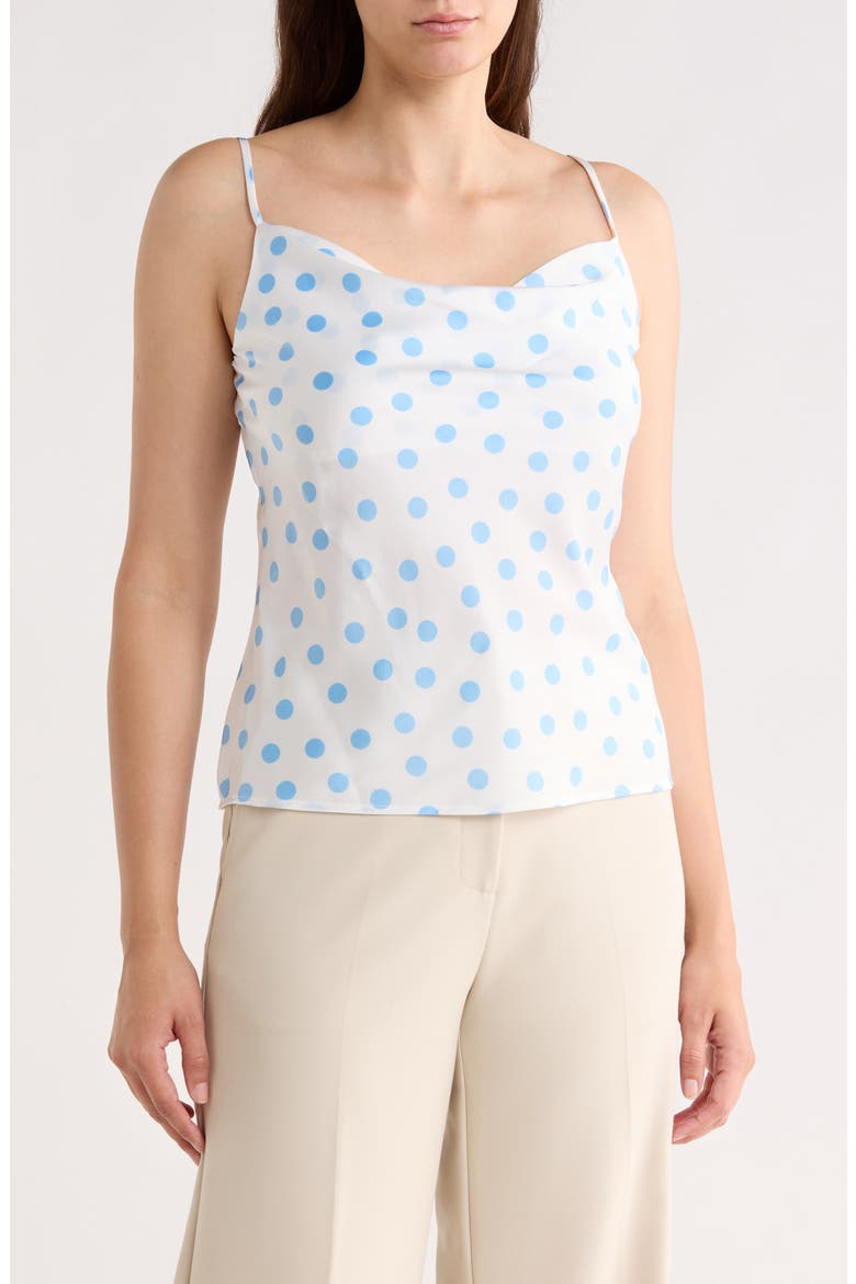 Sleeveless Cowl Neck Tank, Main, color, WHITE/ BLUE