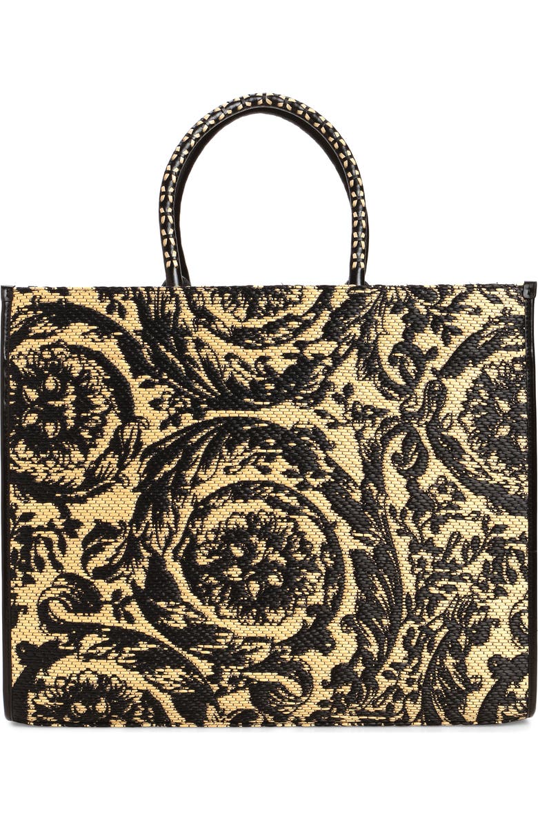 Versace Extra Large Athena Barocco Raffia Tote, Alternate, color,