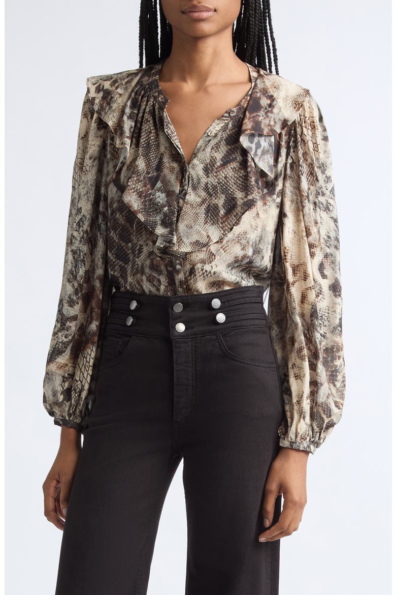 Star Ruffle Top, Main, color, BONE PYTHON