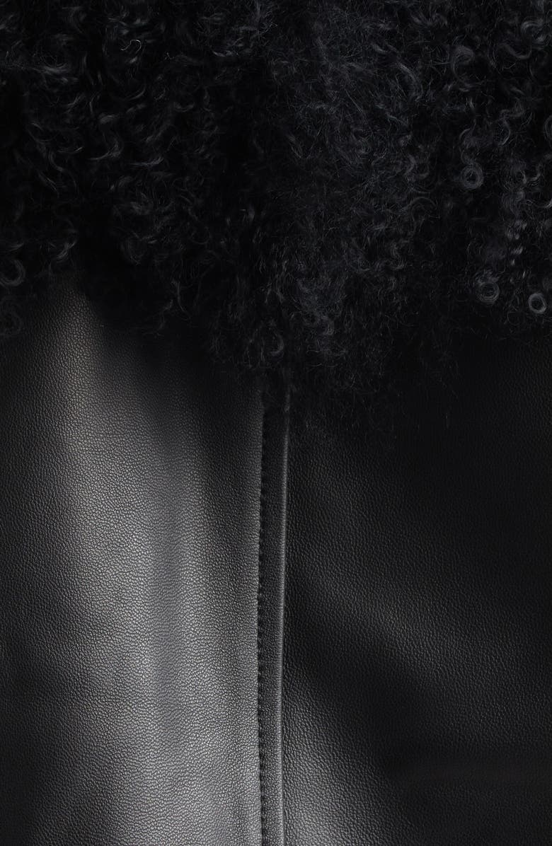 Stand Studio Mim Lambskin & Genuine Shearling Jacket, Alternate, color, Black/ Black