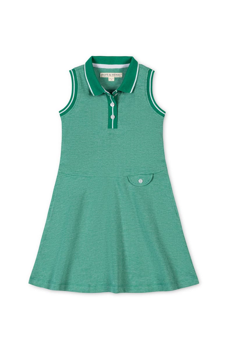Hope & Henry Kids' Organic Sleeveless Pique Polo Dress, Main, color, Kelly Green