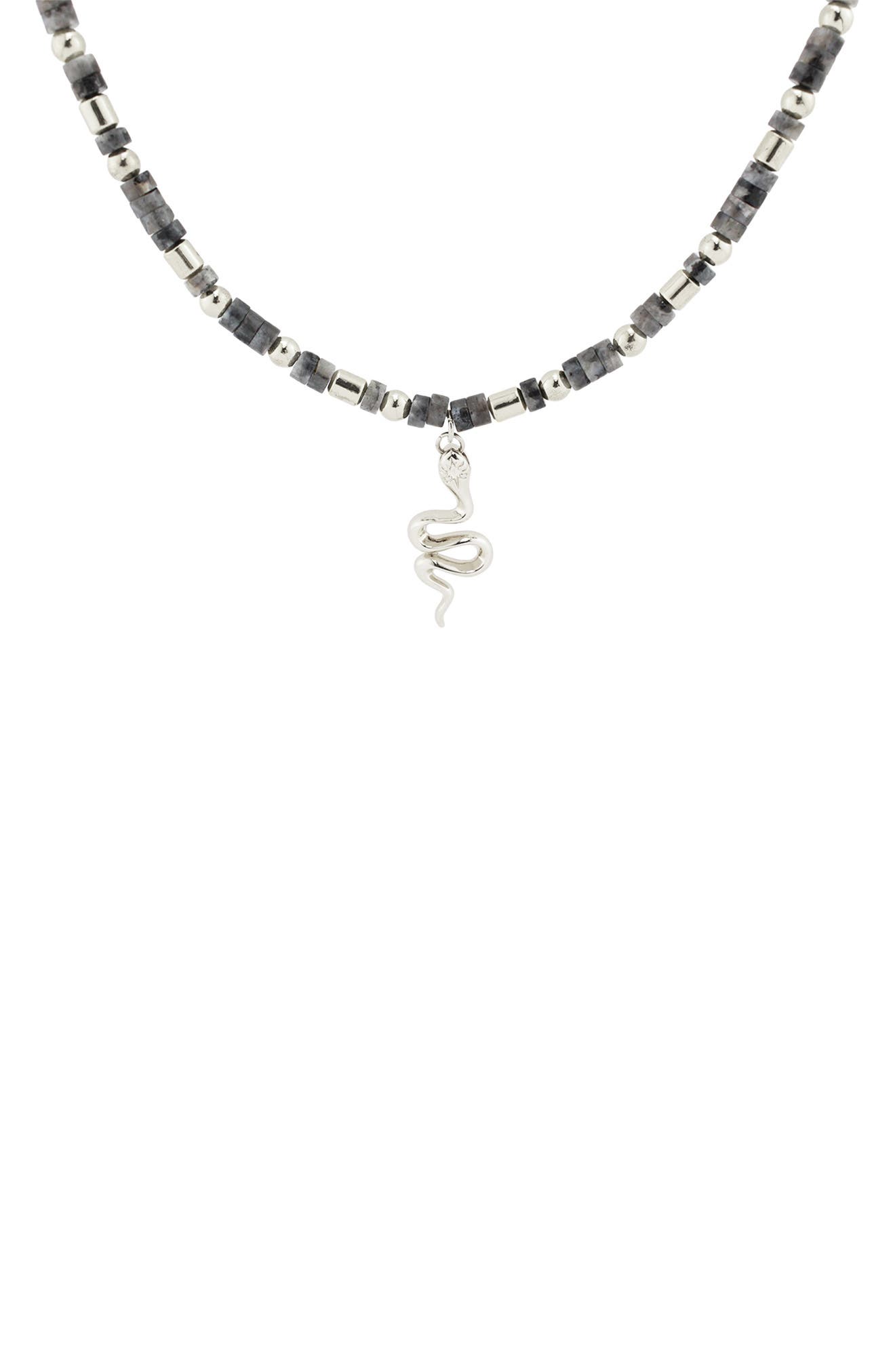 REBL Gender Inclusive Snake Pendant Beaded Necklace