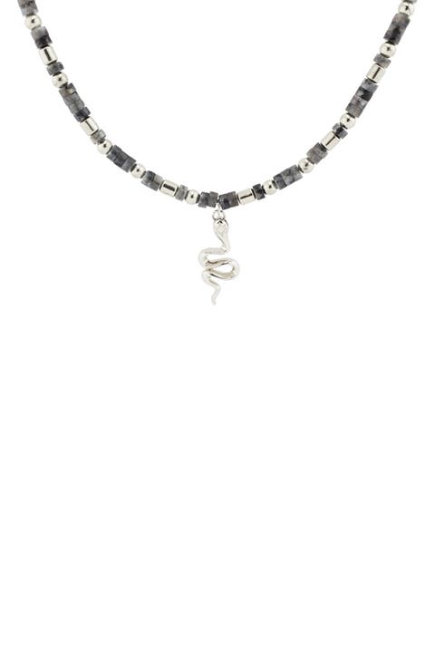 Gender Inclusive Snake Pendant Beaded Necklace