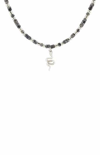 REBL Gender Inclusive Snake Pendant Beaded Necklace
