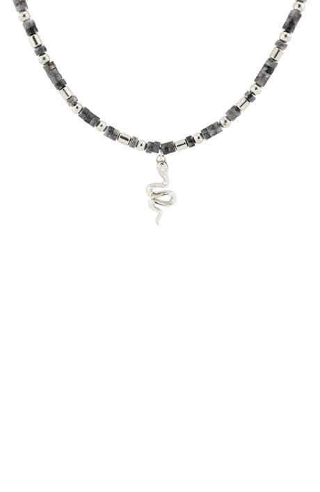 REBL Gender Inclusive Snake Pendant Beaded Necklace