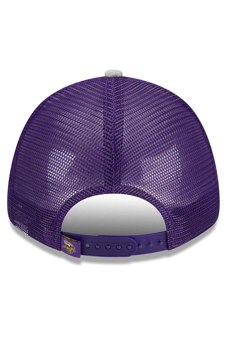 New Era Men's New Era Heather Gray/Purple Minnesota Vikings Pop Trucker 9FORTY Adjustable Hat, Alternate, color,