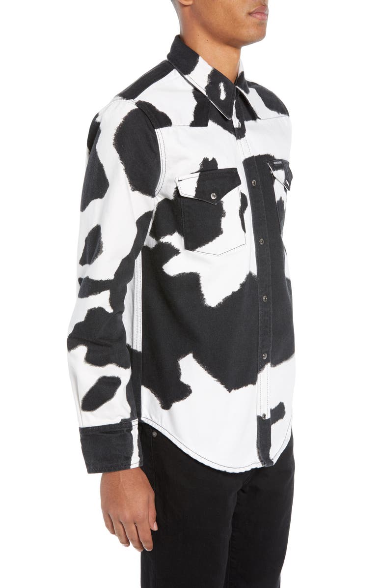 Calvin Klein Jeans Cow Print Western Shirt, Alternate, color,