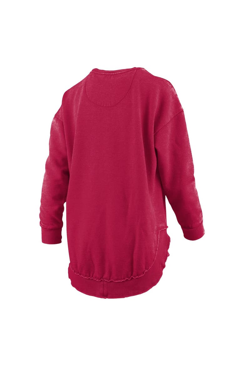 Women's Pressbox  Crimson Washington State Cougars Melange Poncho Vintage Fleece Long Sleeve Pullover Sweatshirt, Alternate, color, Crimson