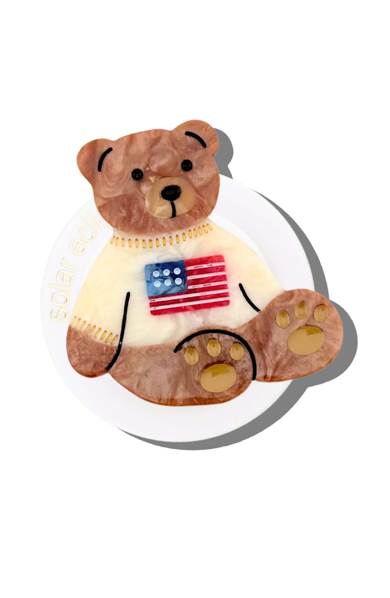 Hand Painted American Teddy Bear Phone Grip, Main, color, BROWN