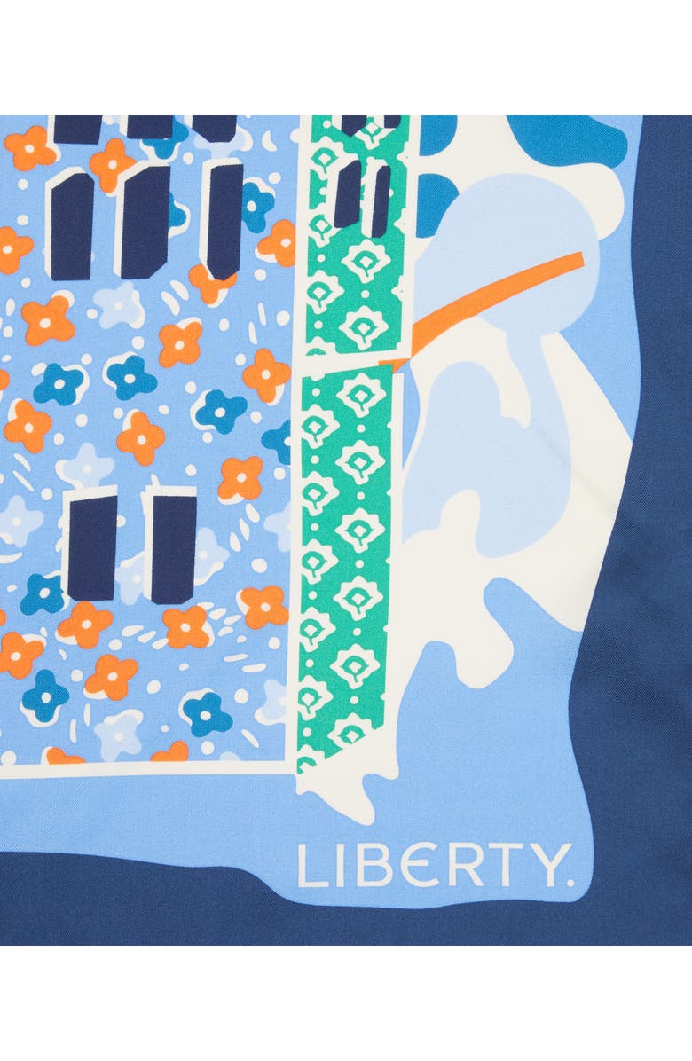 Liberty London Tudor Patchwork Silk Square Scarf, Alternate, color, Navy