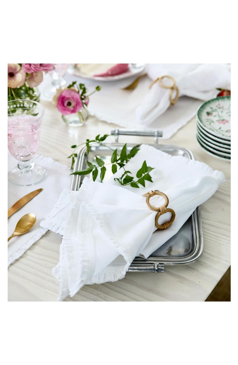 Solino Home Linen Dinner Napkins - Juliette Ruffle, 20" x 20" Inch, Alternate, color, White
