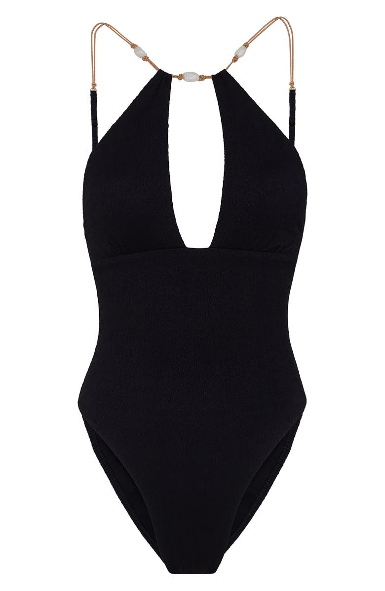 ViX Paula Hermanny Firenze Ney Textured One-Piece Swimsuit, Alternate, color, Black