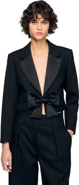 SANDRO Short satin bow jacket