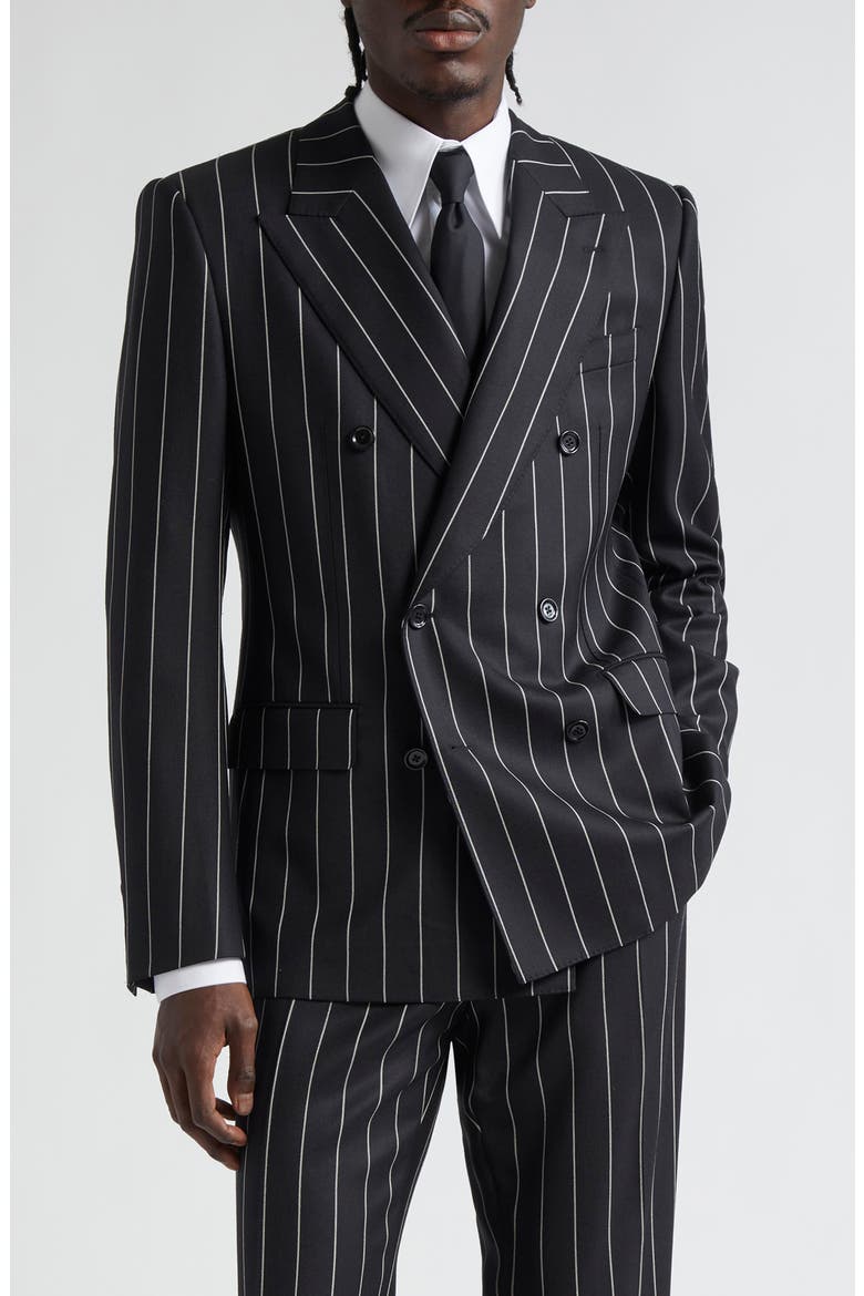 Sicilia Fit Pinstripe Double Breasted Wool Blazer, Main, color, RIGATO