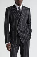 Dolce&Gabbana Sicilia Fit Pinstripe Double Breasted Wool Blazer