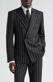 Dolce&Gabbana Sicilia Fit Pinstripe Double Breasted Wool Blazer