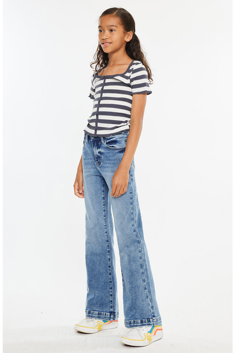 Glen High Rise Wide Leg Flare Jeans, Alternate, color, Medium Wash